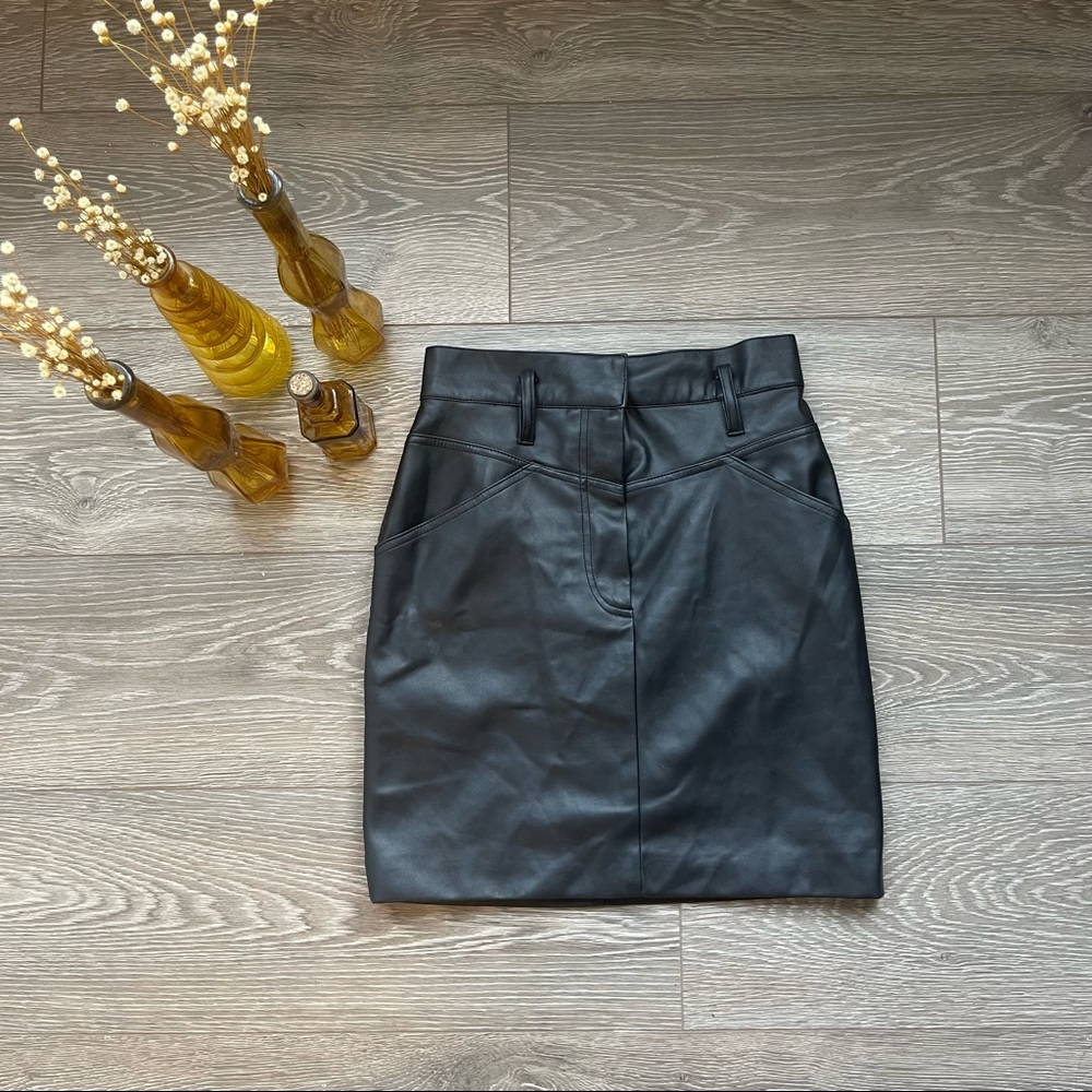 Black faux leather skirt